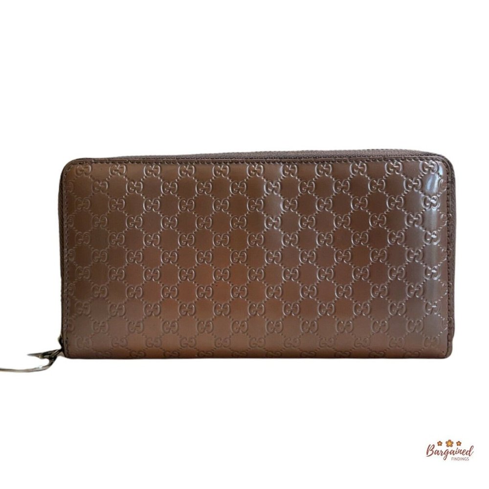 Authentic GUCCI Pink Metallic Microguccissima Zip Around Heart Long Wallet 30826